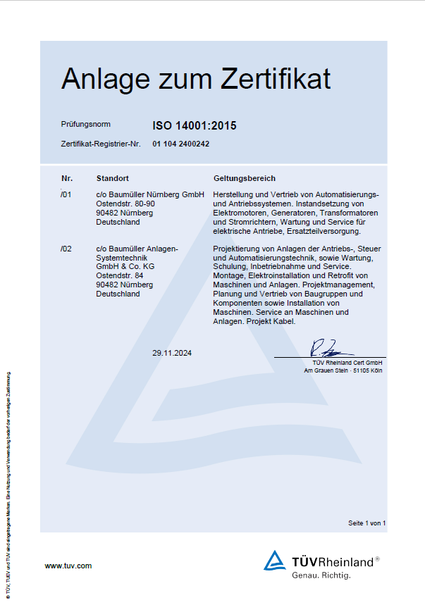 Titelbild  Zertifikat Anlage ISO 14001 Umweltmanagement