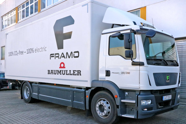 Accu-elektrische vrachtwagen met Baumüller motoren