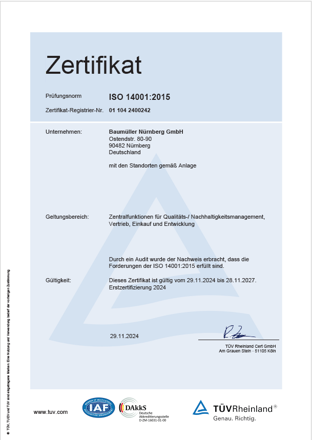 Titelbild  Zertifikat ISO 14001 Umweltmanagement