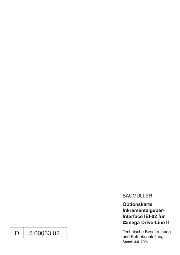 Immagine di copertina Technical documentation Optionskarte Inkrementalgeber-Interface IEI-02 für Drive-Line II