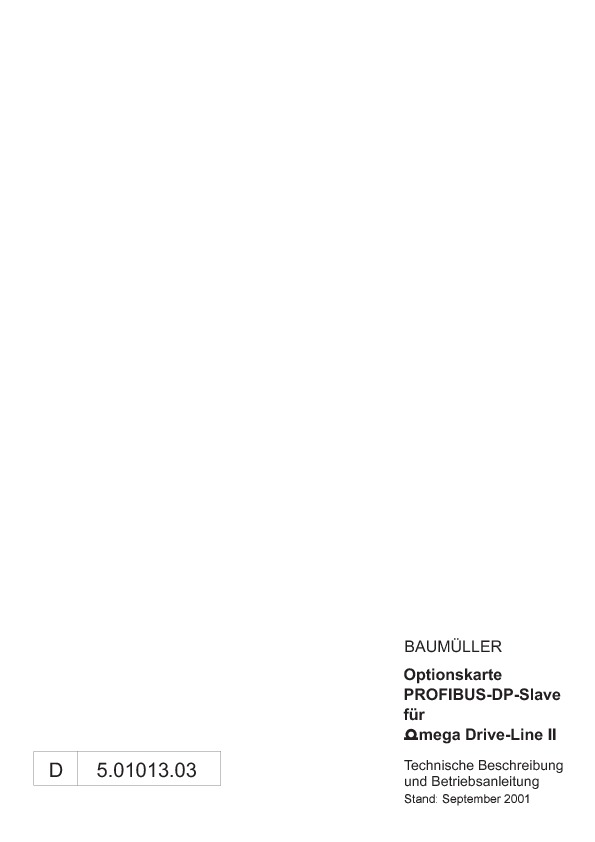 Immagine di copertina Technical documentation Optionskarte PROFIBUS-DP-Slave für Drive-Line II