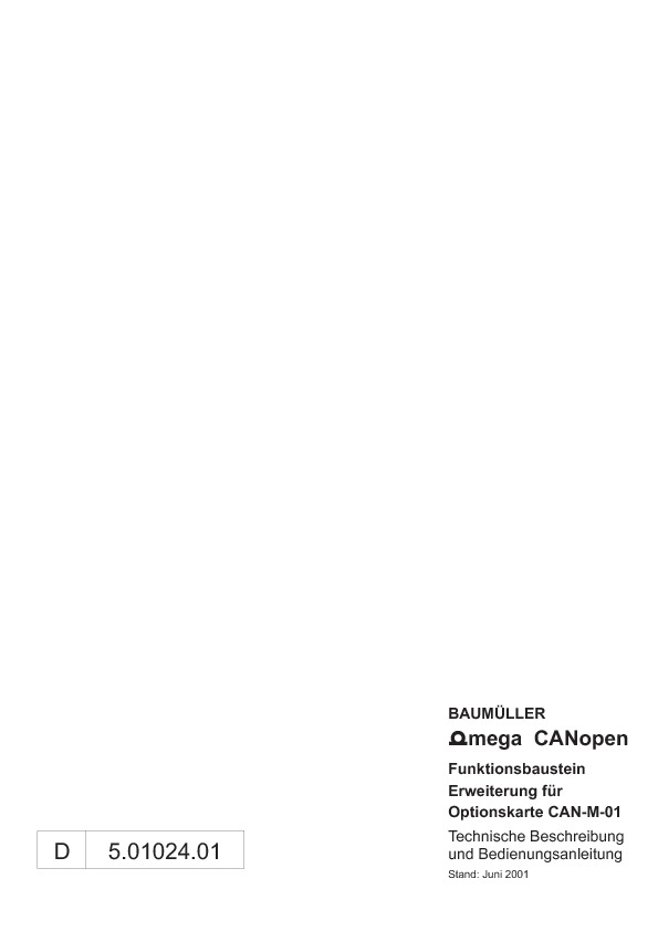 Immagine di copertina Technical documentation Optionskarte Omega CANopen Funktionsbaustein Erweiterung für CAN-M-01