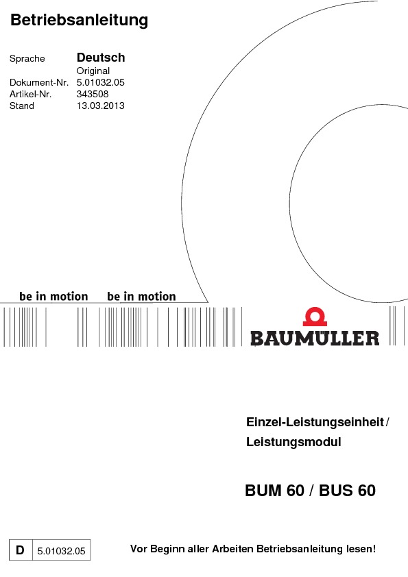 Immagine di copertina Technical documentation BUM 60/BUS 60 Betriebsanleitung