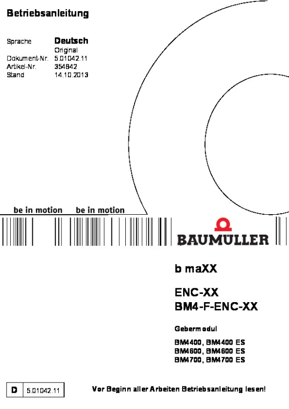 Immagine di copertina Technical documentation Gebermodule BM4-F-ENC-XX Betriebsanleitung