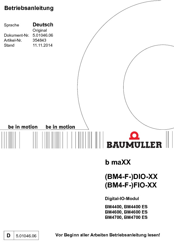 Immagine di copertina Technical documentation Digital-I/O-Modul BM4-F-DIO/FIO-XX Betriebsanleitung