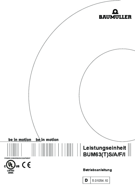 Immagine di copertina Technical documentation BUM 63 (T) S/A/F/I Betriebsanleitung