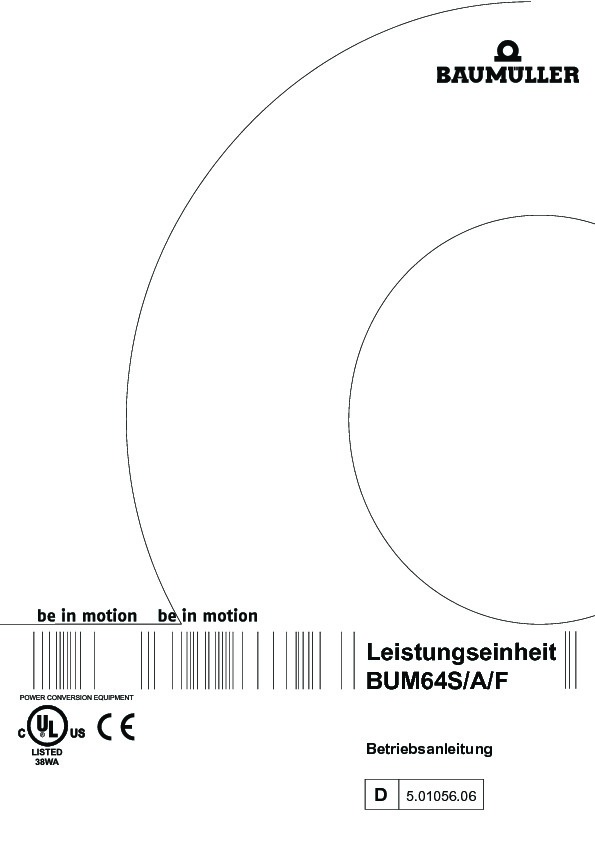 Immagine di copertina Technical documentation BUM 64 S/A/F Betriebsanleitung