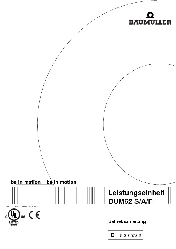 Immagine di copertina Technical documentation BUM 62 S/A/F Betriebsanleitung