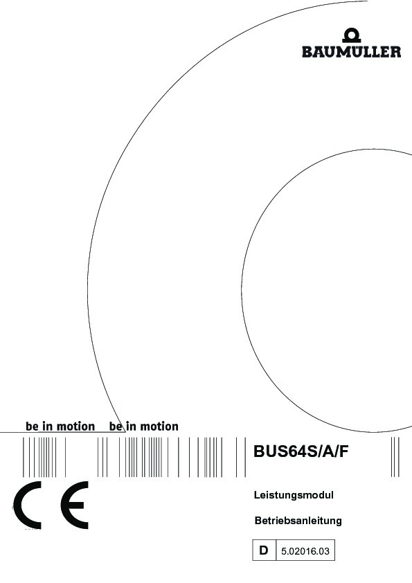 Immagine di copertina Technical documentation BUS 64 S/A/F Betriebsanleitung