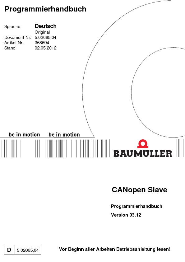 Immagine di copertina Technical documentation CANopen-Slave (Regler) Programmierhandbuch