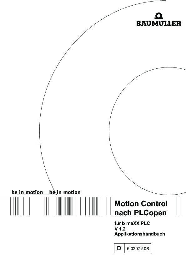 Immagine di copertina Technical documentation Motion Control nach PLCopen V1.2 Applikationshandbuch