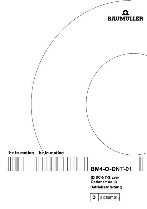 Immagine di copertina Technical documentation DISC-NT-Slave BM4-O-DNT-XX Betriebsanleitung