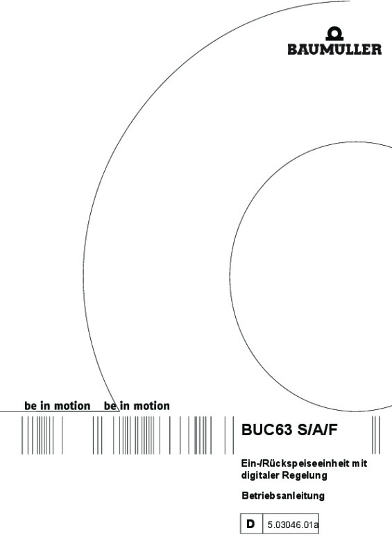 Immagine di copertina Technical documentation BUC 63 S/A/F mit digitaler Regelung Betriebsanleitung