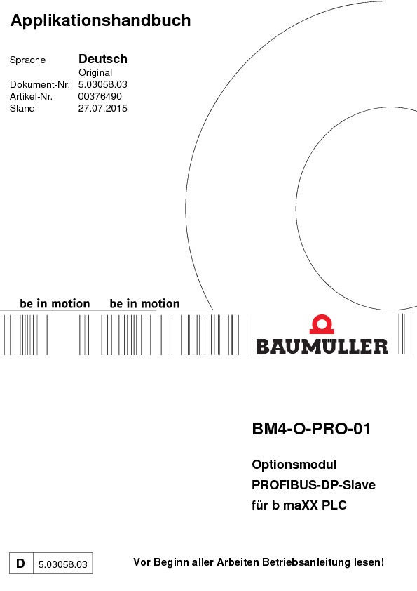 Immagine di copertina Technical documentation PROFIBUS-DP-Slave für b maXX PLC Applikationshandbuch