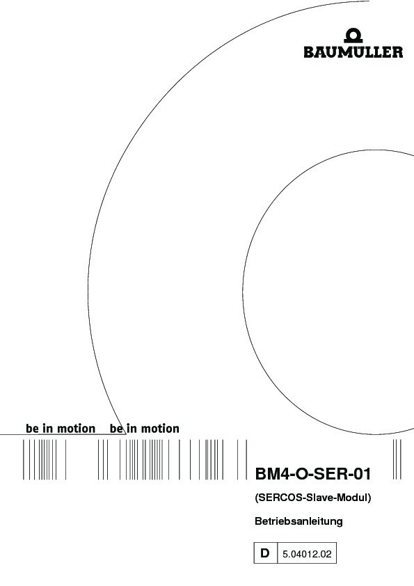 Immagine di copertina Technical documentation SERCOS-Slave-Modul BM4-O-SER-01 Betriebsanleitung