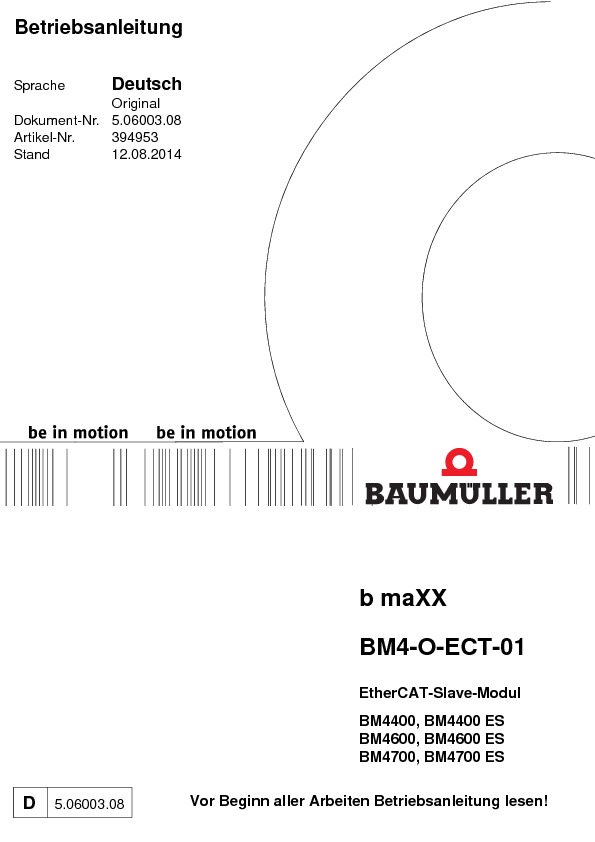 Immagine di copertina Technical documentation EtherCAT-Slave-Modul BM4-O-ECT-01 Betriebsanleitung