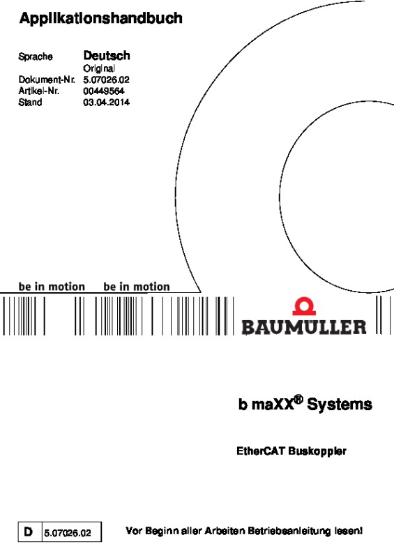 Immagine di copertina Technical documentation EtherCAT Buskoppler Applikationshandbuch