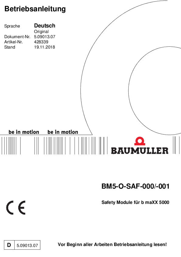 Immagine di copertina Technical documentation Safety Module für b maXX 5000 BM5-O-SAF-000/-001 Betriebsanleitung