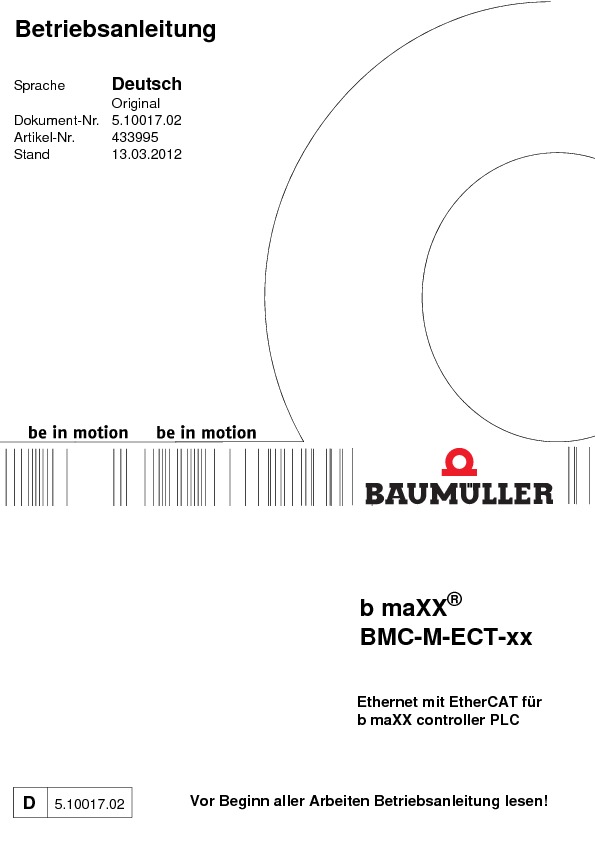 Immagine di copertina Technical documentation Ethernet mit EtherCAT für b maXX controller PLC Betriebsanleitung