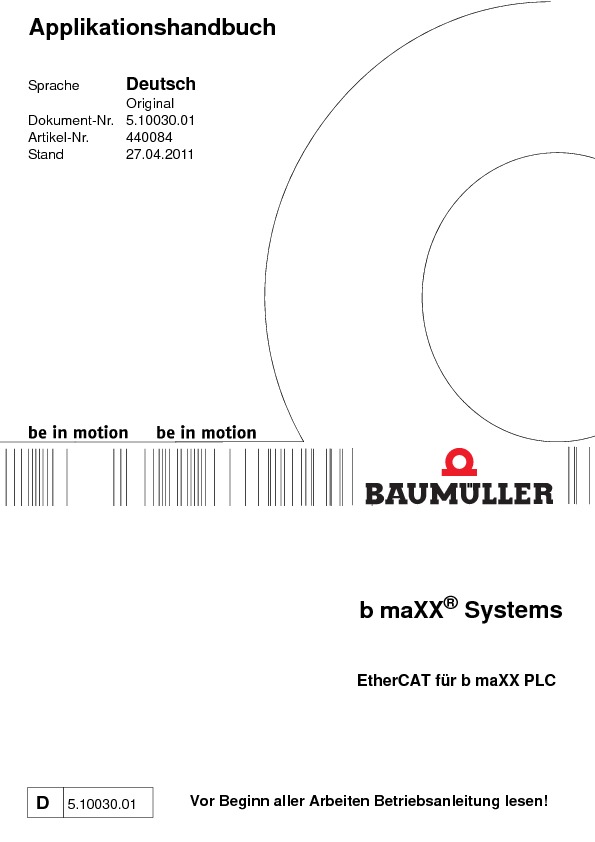 Immagine di copertina Technical documentation EtherCAT für b maXX PLC Applikationshandbuch