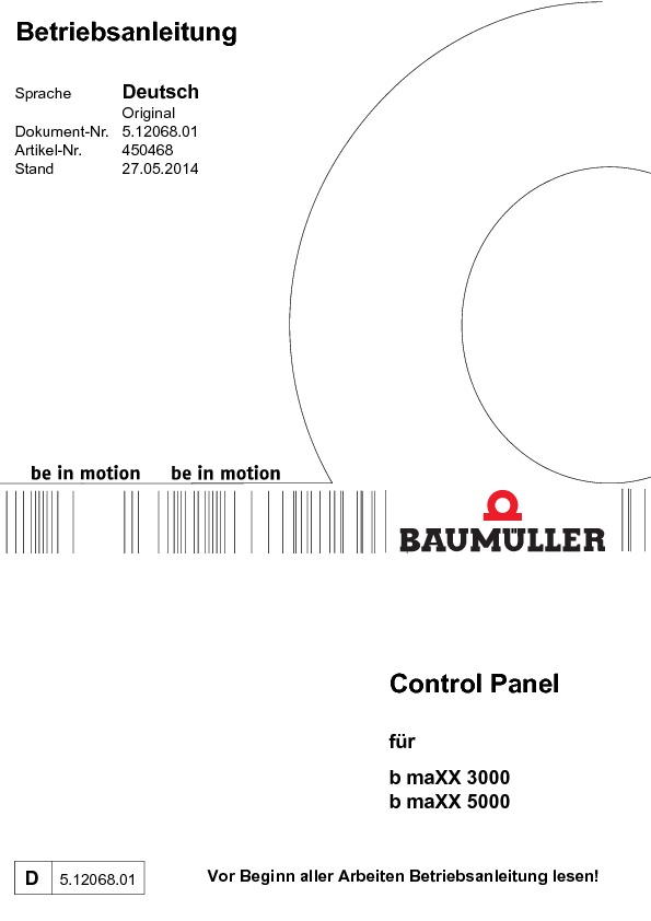 Immagine di copertina Technical documentation Control Panel für b maXX 2500/3000/5000 Betriebsanleitung
