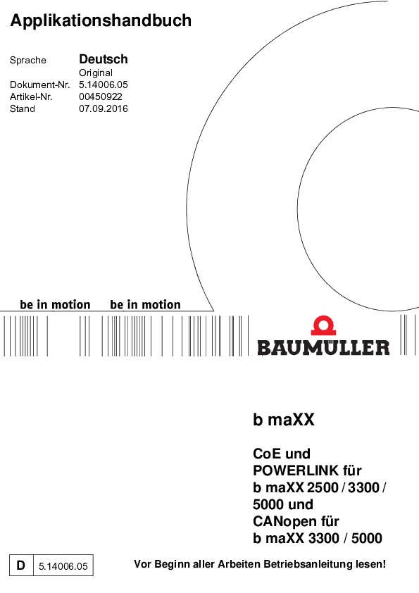 Immagine di copertina Technical documentation CoE, POWERLINK für b maXX 2500/3000/5000, CANopen für b maXX 3000/5000 Applikationshandbuch