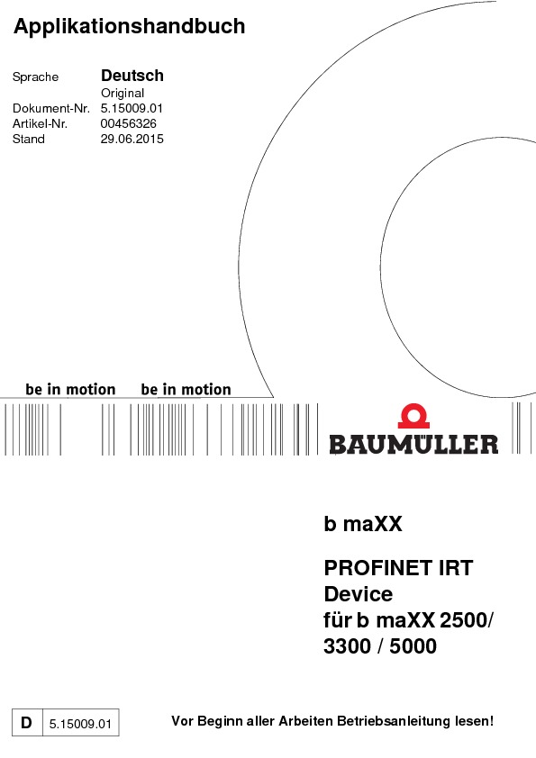 Immagine di copertina Technical documentation PROFINET IRT Device für b maXX 2500/3000/5000 Applikationshandbuch