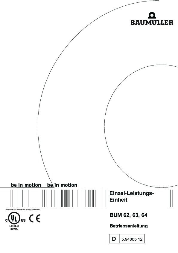 Immagine di copertina Technical documentation BUM 62, 63, 64 (CE+UL) Betriebsanleitung