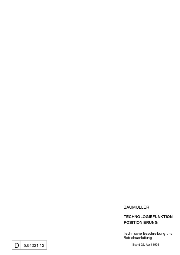 Immagine di copertina Technical documentation Positionierung