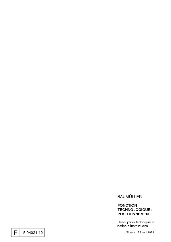 Immagine di copertina Technical documentation Positionnement