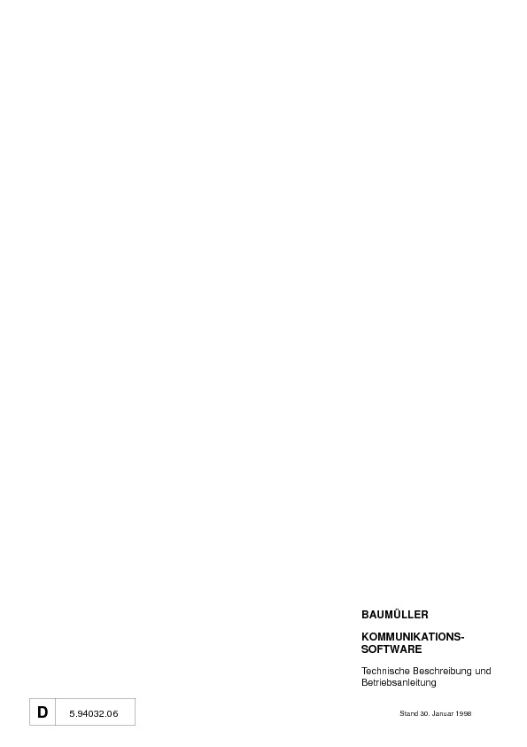 Immagine di copertina Technical documentation Kommunikationssoftware für BUM 618/619