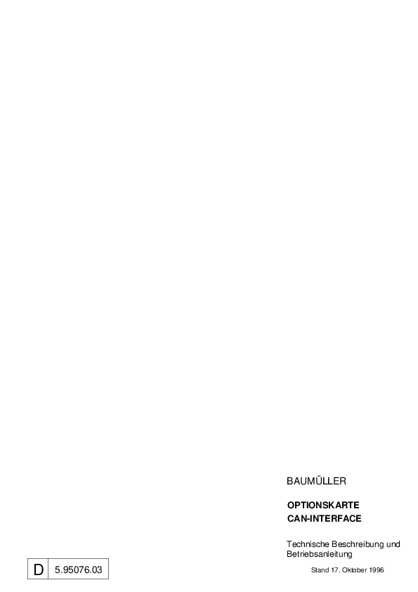 Immagine di copertina Technical documentation Optionskarte CAN-Interface