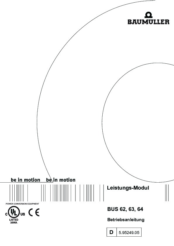 Immagine di copertina Technical documentation BUS 62, 63, 64 (CE+UL) Betriebsanleitung