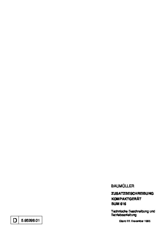 Immagine di copertina Technical documentation BUM 616 Zusatz zu BUM 618/619