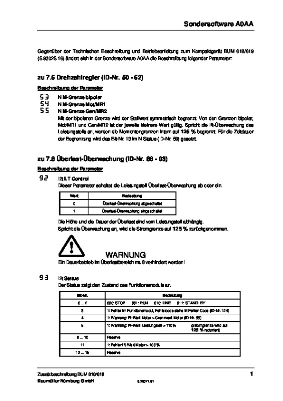 Immagine di copertina Technical documentation BUM 618/619 Zusatz zu BUM 618/619
