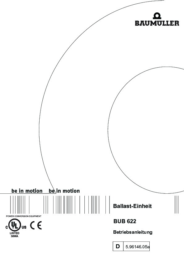 Immagine di copertina Technical documentation BUB 622 (CE+UL) Betriebsanleitung