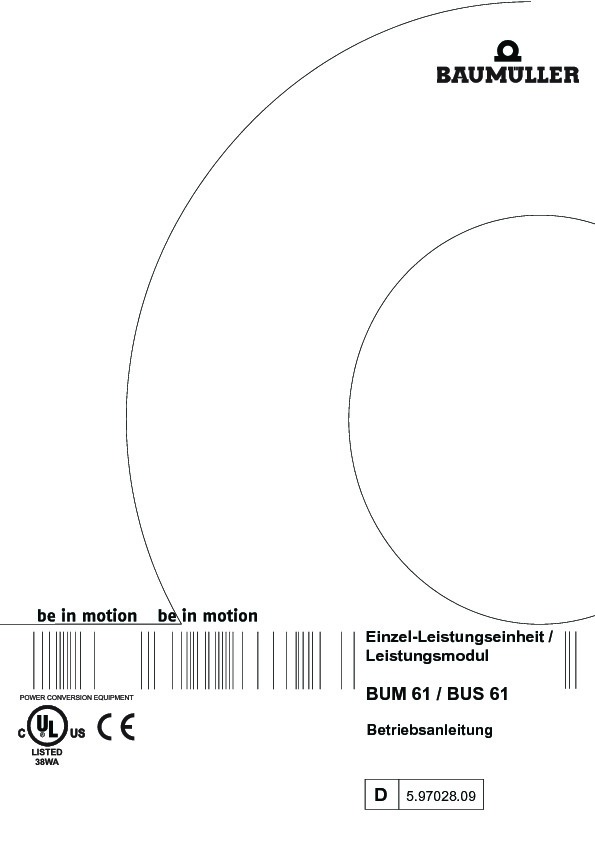 Immagine di copertina Technical documentation BUM/BUS 61 Betriebsanleitung
